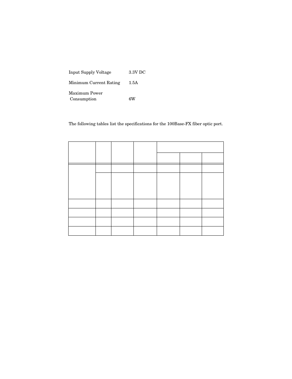 Electrical rating, Fiber optic port specifications | Allied Telesis AT-FS217 User Manual | Page 28 / 44