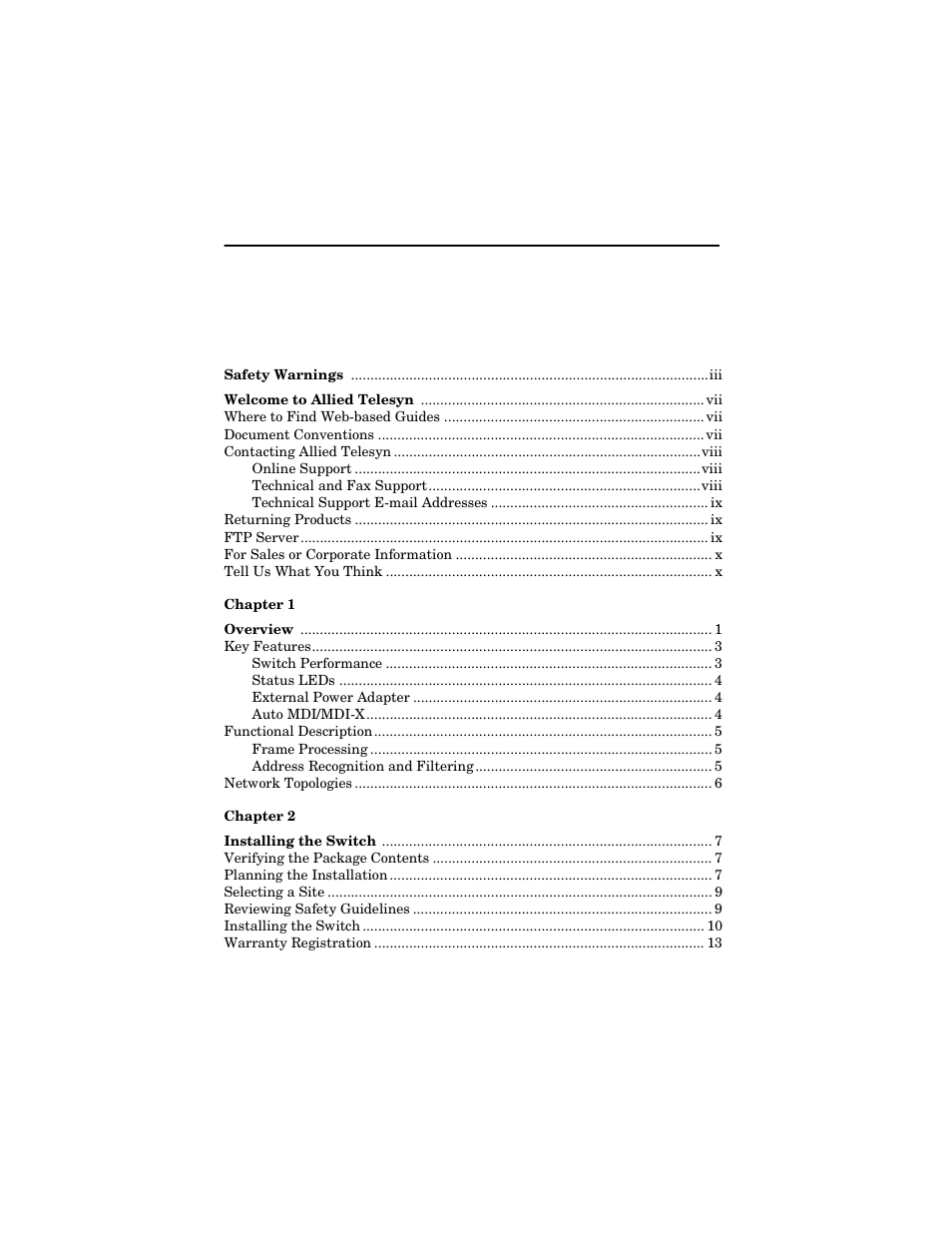 Allied Telesis AT-FS217 User Manual | Page 5 / 44