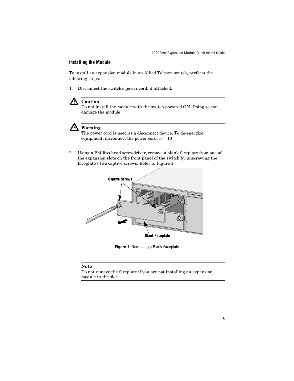 Installing the module | Allied Telesis AT-A24/SX, LX User Manual | Page 15 / 36