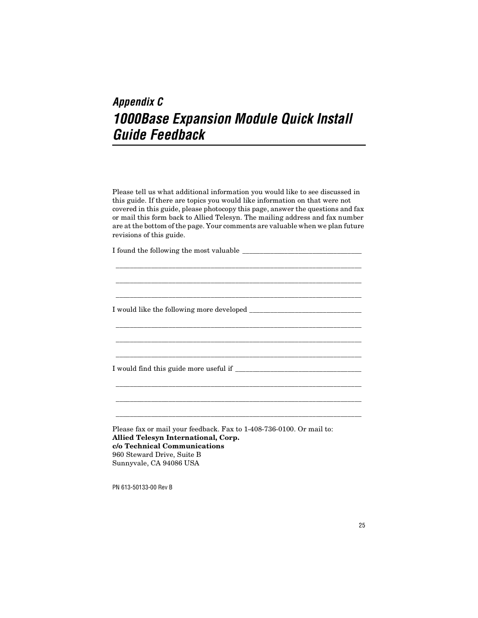 Appendix c | Allied Telesis AT-A24/SX, LX User Manual | Page 35 / 36