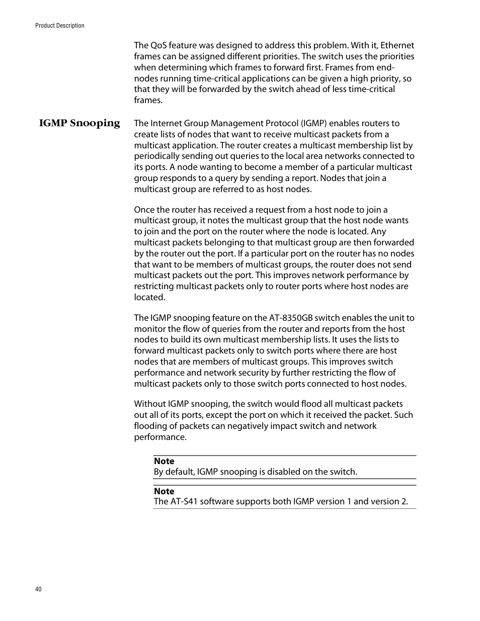 Igmp snooping | Allied Telesis AT-8350GB User Manual | Page 40 / 104