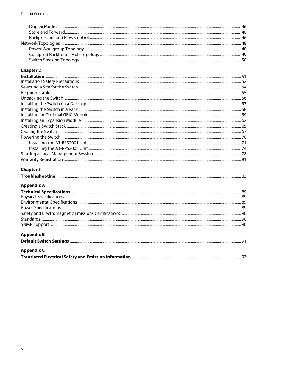 Allied Telesis AT-8350GB User Manual | Page 6 / 104