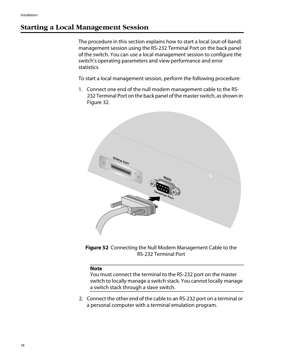 Starting a local management session | Allied Telesis AT-8350GB User Manual | Page 78 / 104