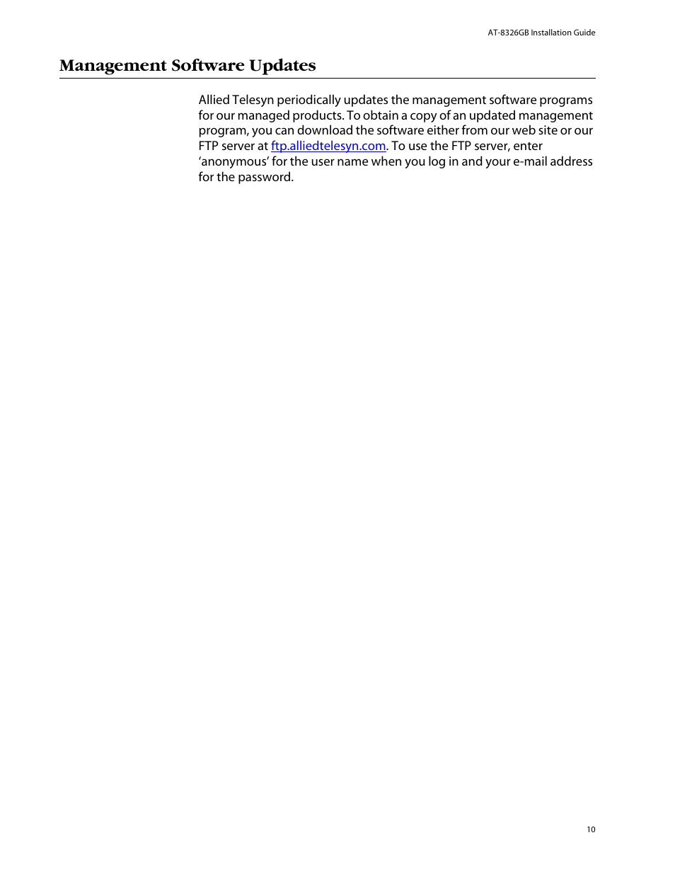 Management software updates | Allied Telesis AT-8326GB User Manual | Page 10 / 82