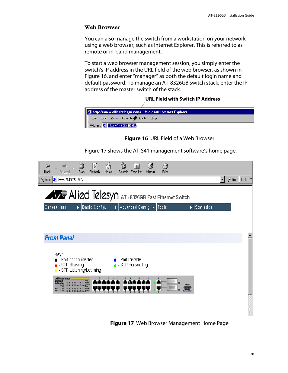 Web browser | Allied Telesis AT-8326GB User Manual | Page 28 / 82