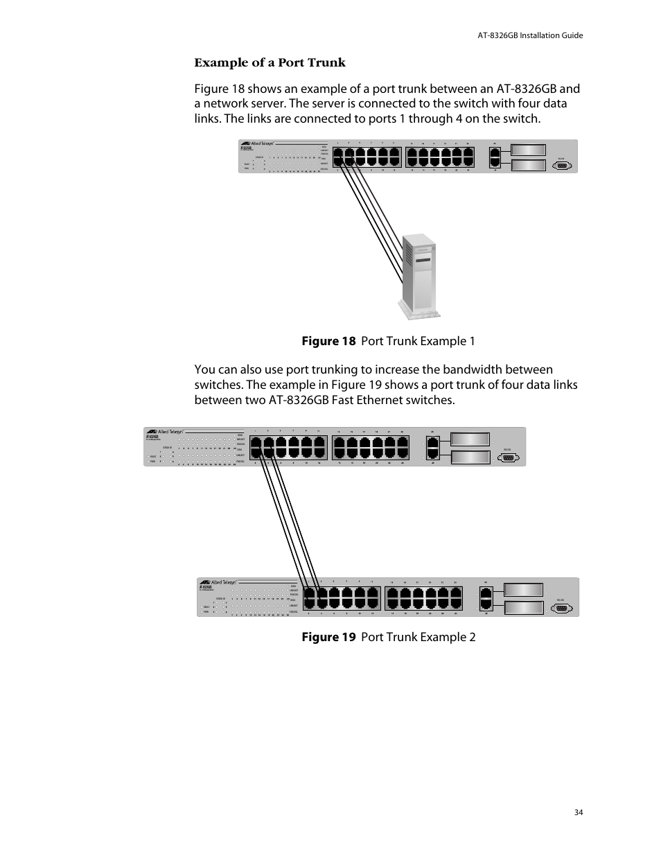 Example of a port trunk | Allied Telesis AT-8326GB User Manual | Page 34 / 82