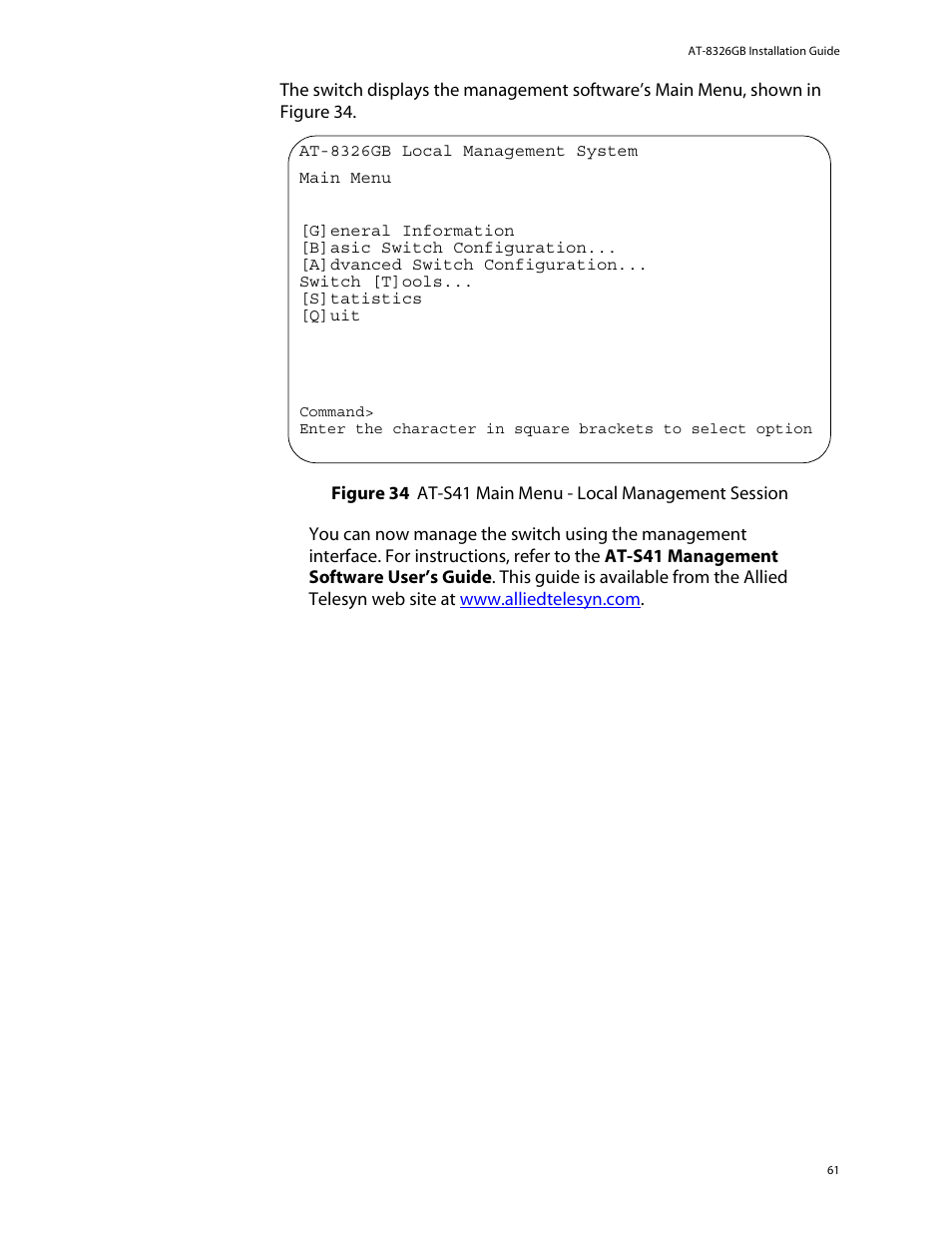 Allied Telesis AT-8326GB User Manual | Page 61 / 82