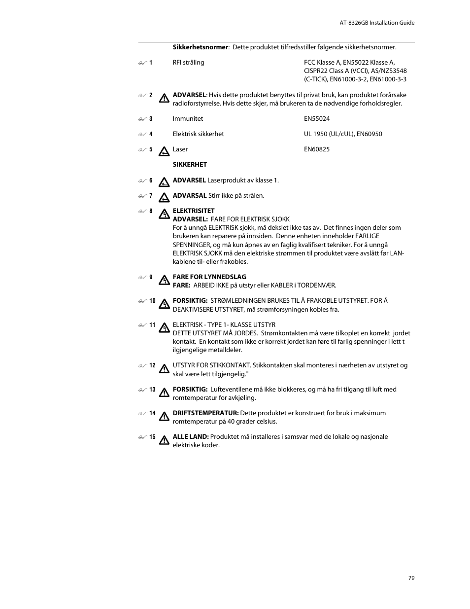 Allied Telesis AT-8326GB User Manual | Page 79 / 82