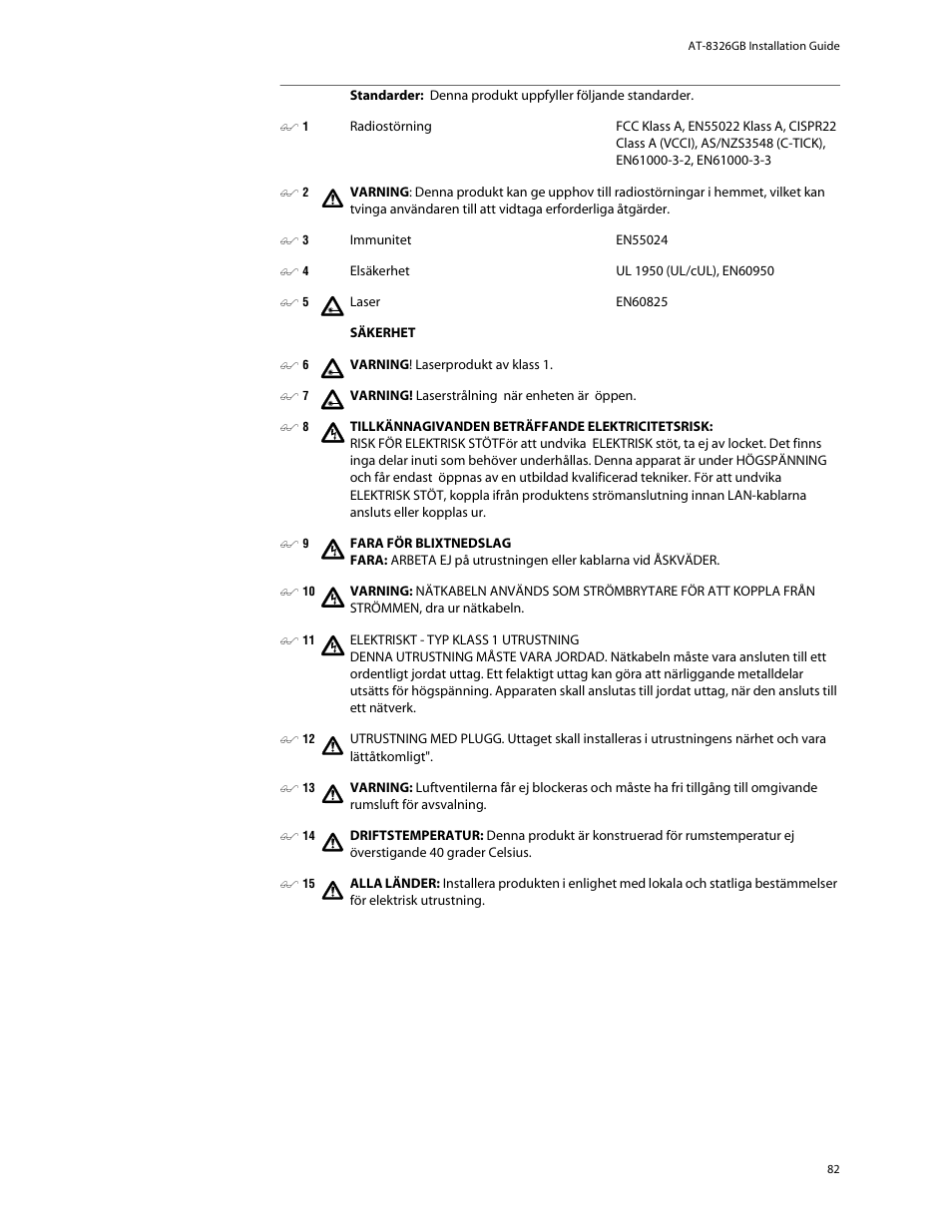 Allied Telesis AT-8326GB User Manual | Page 82 / 82