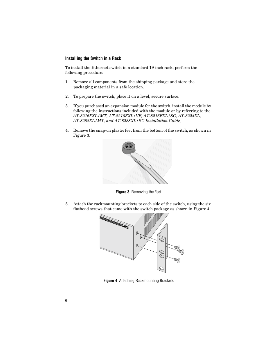 Installing the switch in a rack | Allied Telesis AT-8288XL/SC User Manual | Page 16 / 38
