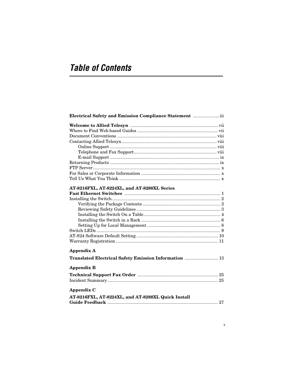 Allied Telesis AT-8288XL/SC User Manual | Page 5 / 38