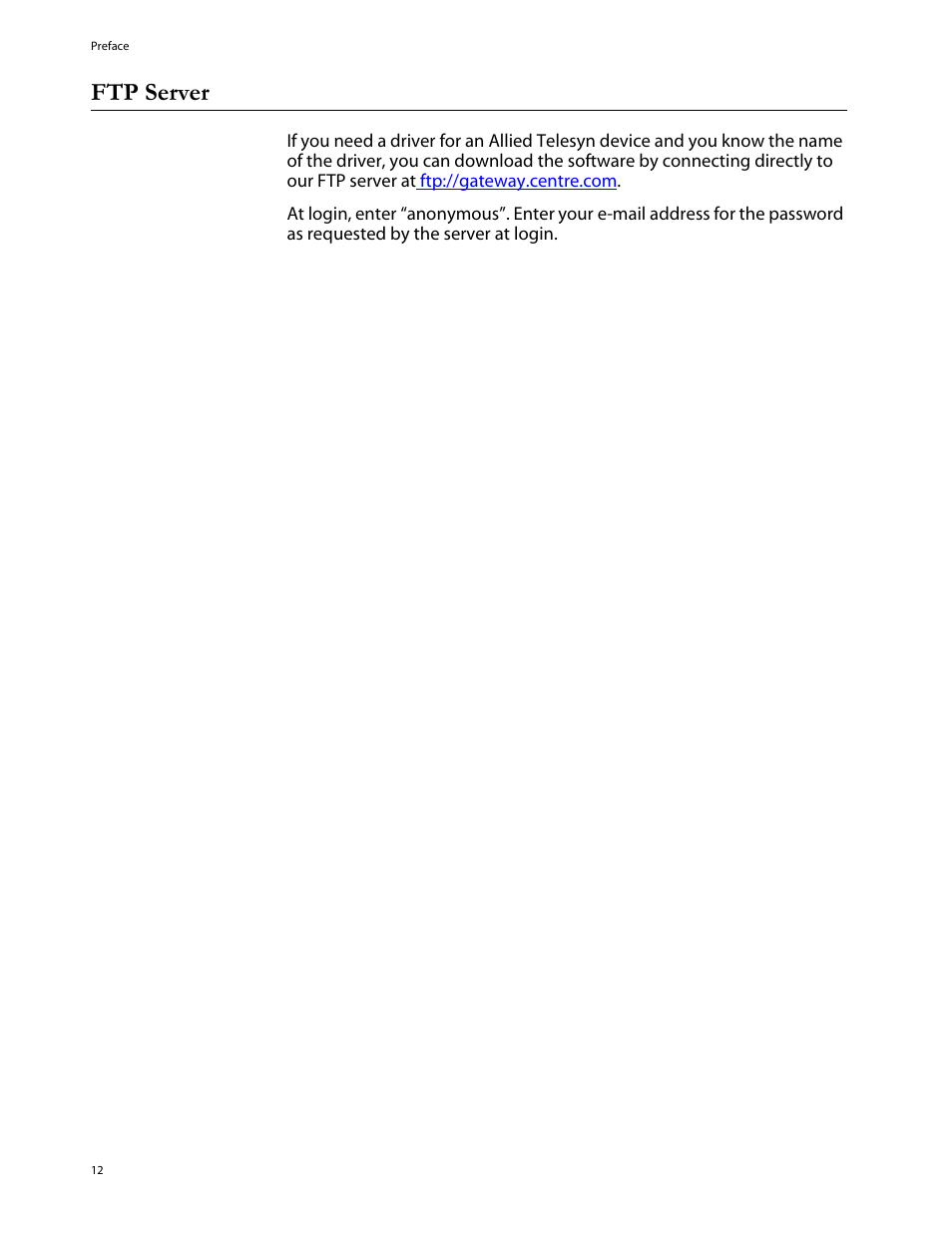 Ftp server | Allied Telesis AT-8288XL/SC User Manual | Page 12 / 80