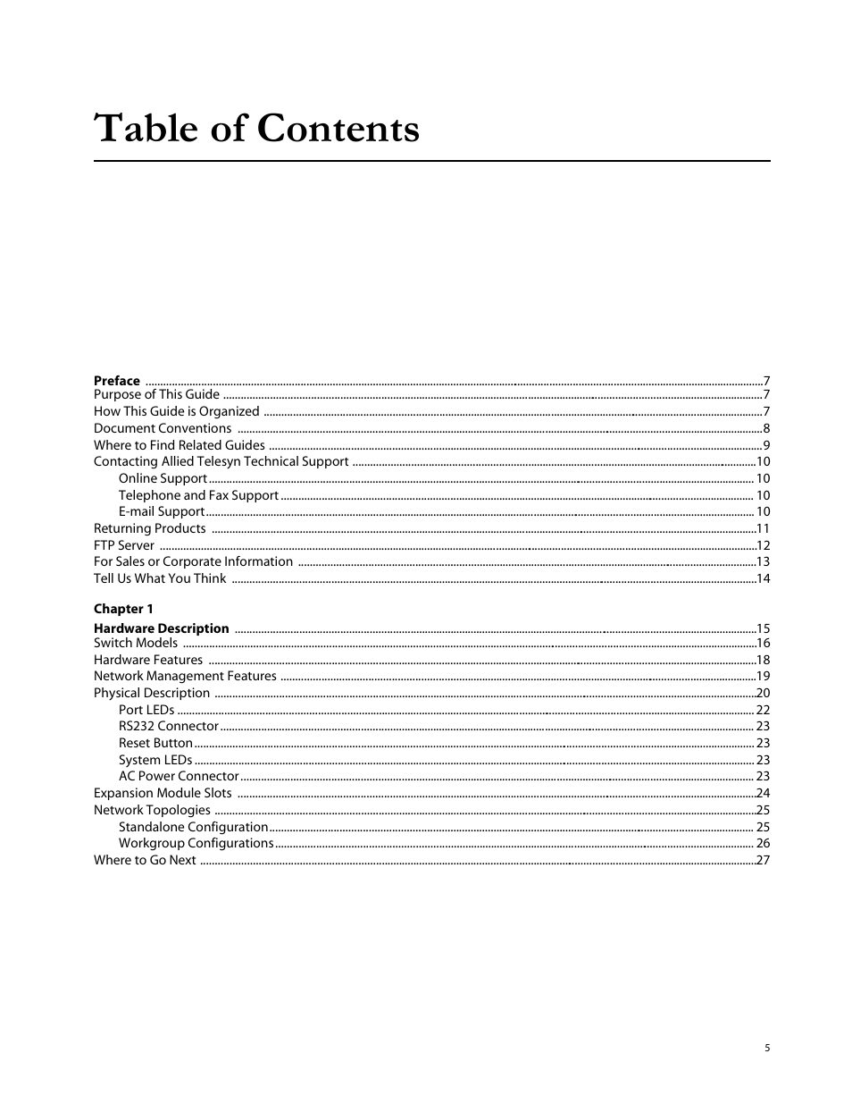 Allied Telesis AT-8288XL/SC User Manual | Page 5 / 80