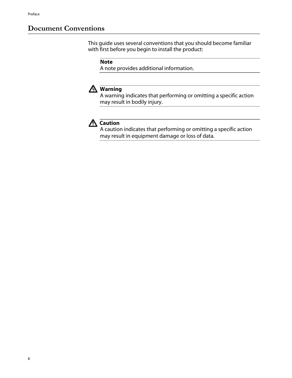 Document conventions | Allied Telesis AT-8288XL/SC User Manual | Page 8 / 80