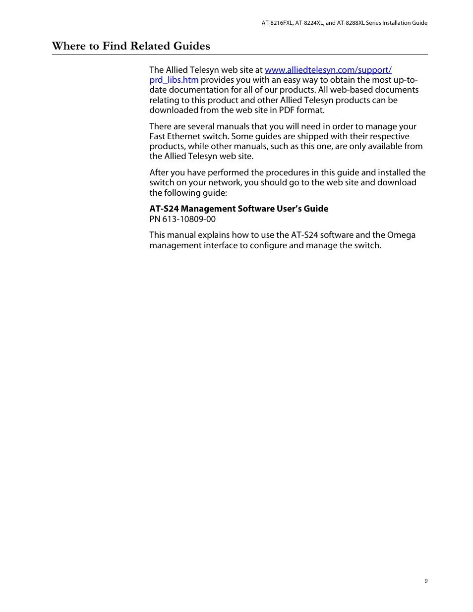 Where to find related guides | Allied Telesis AT-8288XL/SC User Manual | Page 9 / 80