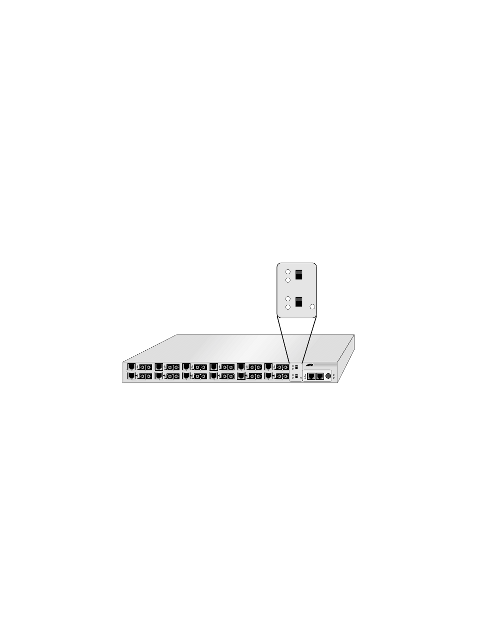 Port leds, Link test switch, Port leds link test switch | 12 link test, 6 link test | Allied Telesis AT-MCF112VF, SM, LH User Manual | Page 15 / 52