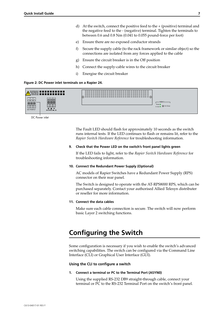 Configuring the switch | Allied Telesis Rapier Switch User Manual | Page 7 / 11