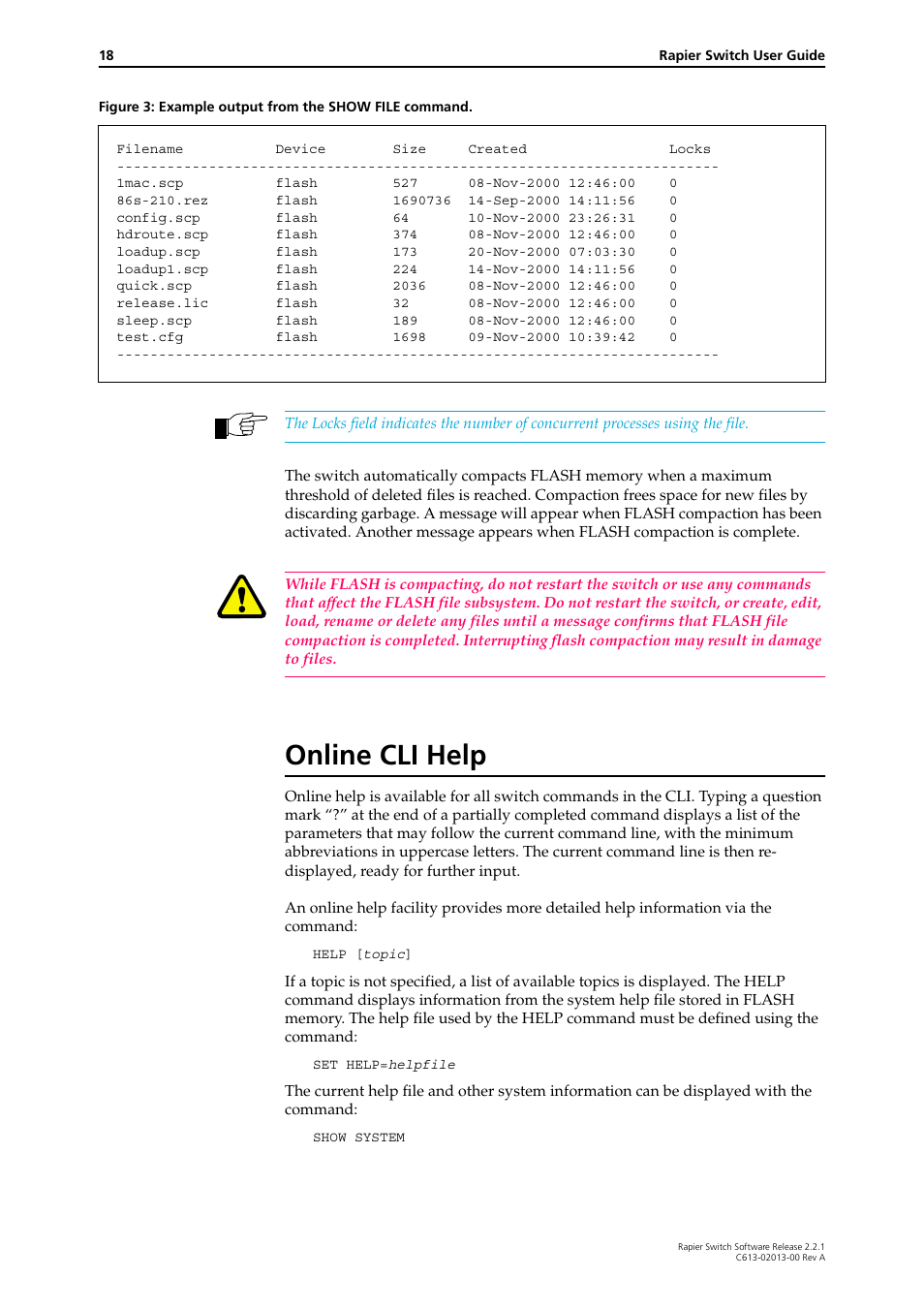 Online cli help | Allied Telesis Rapier Switch User Manual | Page 18 / 66