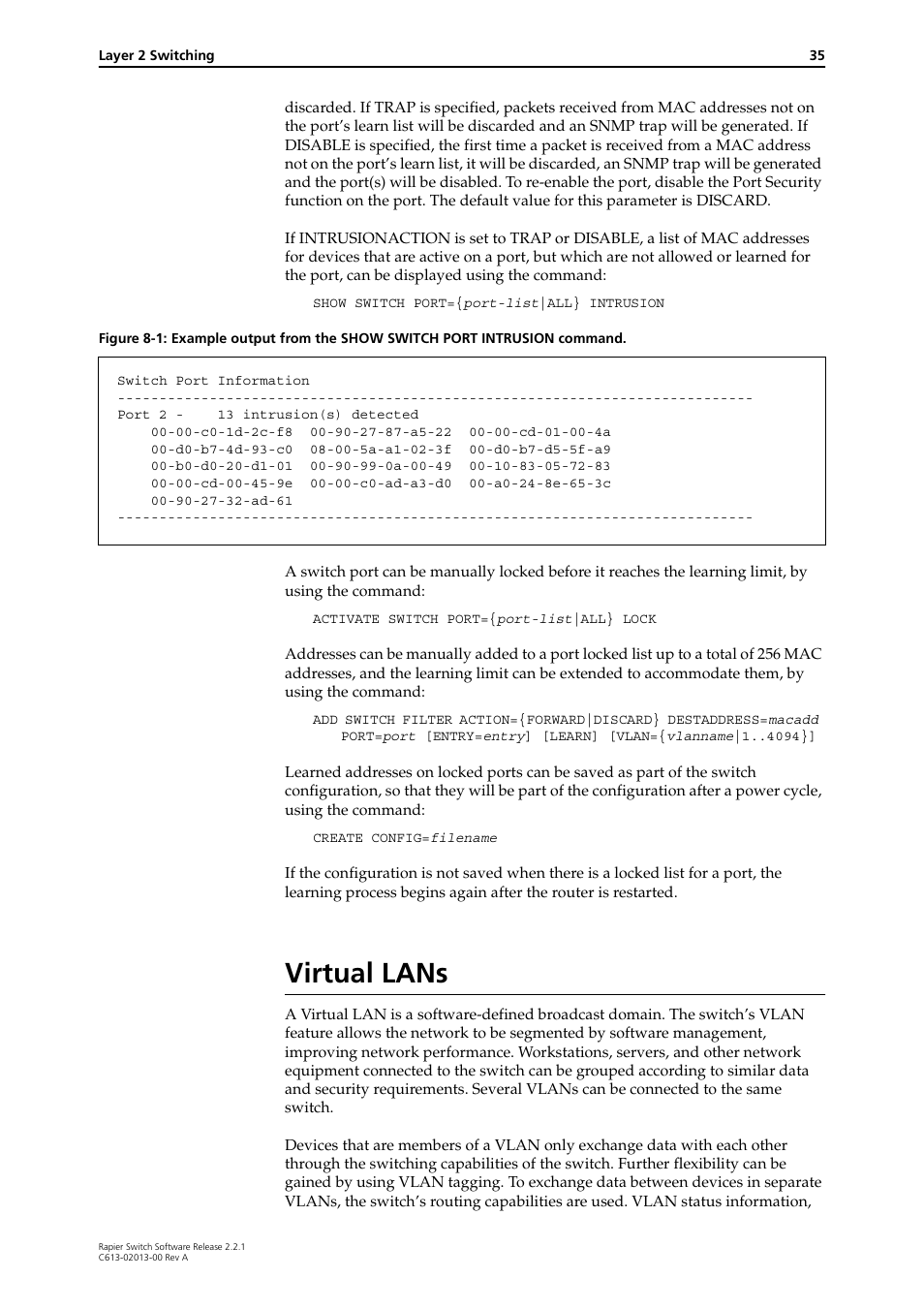 Virtual lans | Allied Telesis Rapier Switch User Manual | Page 35 / 66
