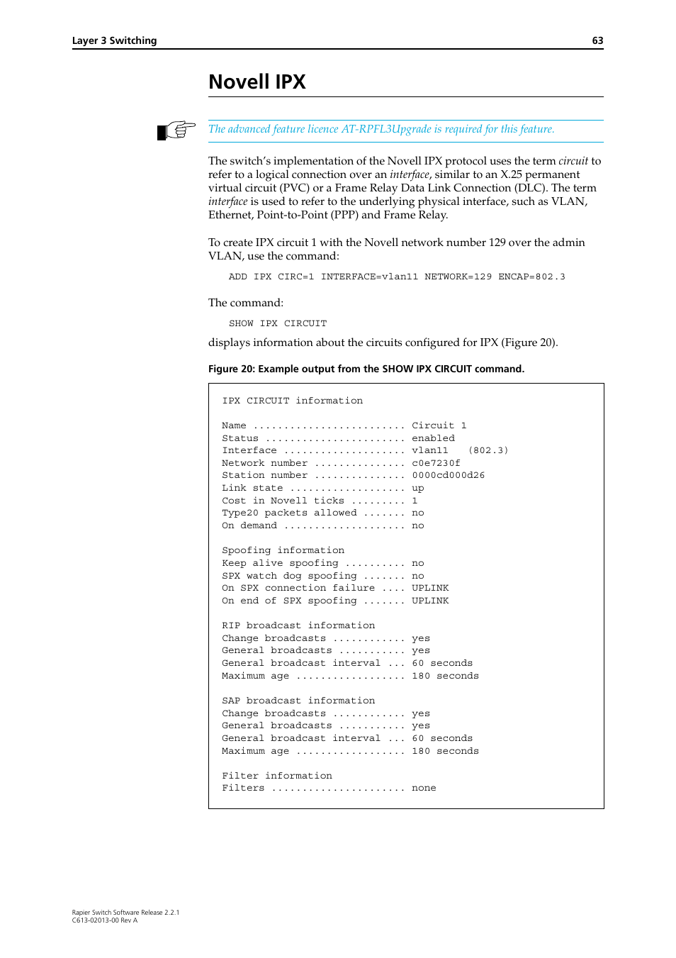 Novell ipx | Allied Telesis Rapier Switch User Manual | Page 63 / 66