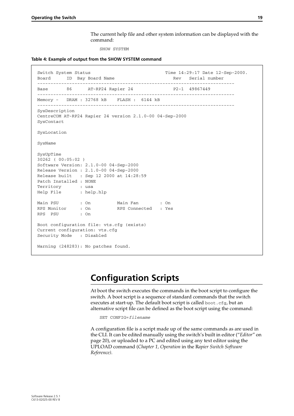 Configuration scripts | Allied Telesis Rapier Switch User Manual | Page 19 / 74