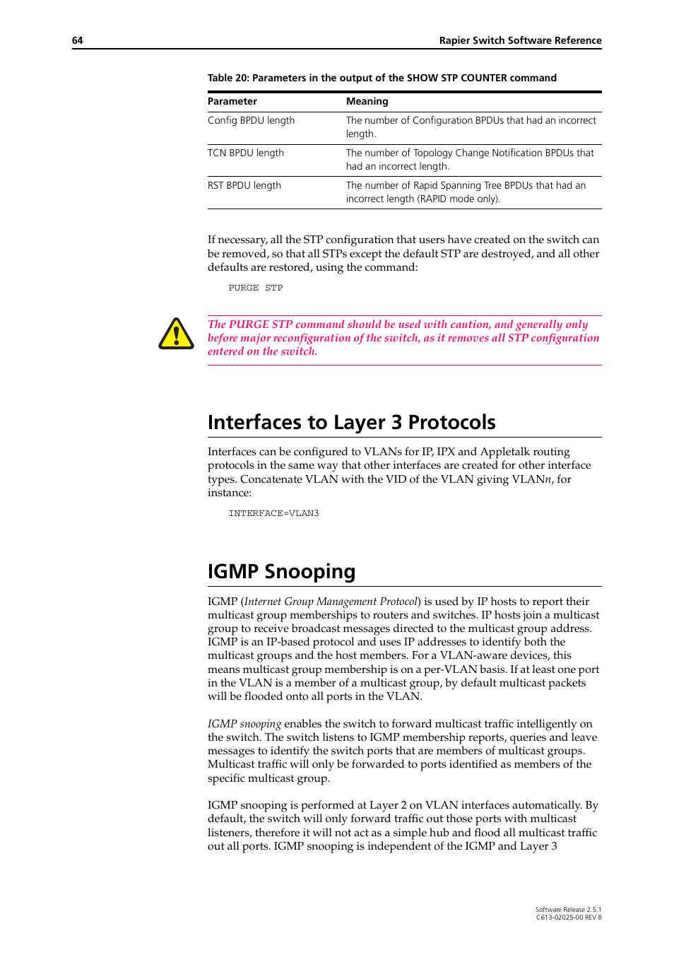 Interfaces to layer 3 protocols, Igmp snooping, Interfaces to layer 3 protocols igmp snooping | Allied Telesis Rapier Switch User Manual | Page 64 / 74