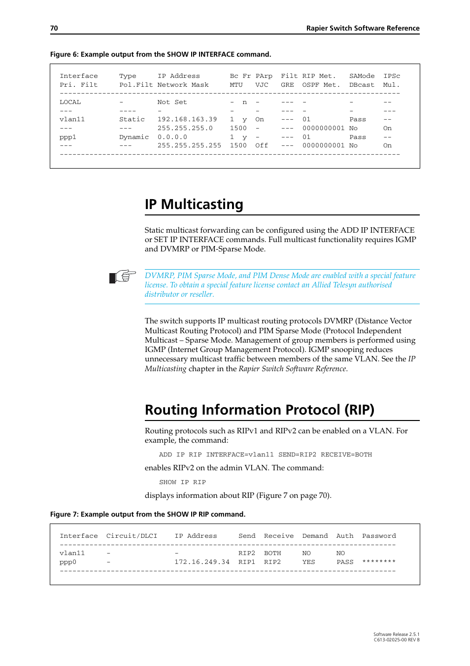 Ip multicasting, Routing information protocol (rip), Ip multicasting routing information protocol (rip) | Allied Telesis Rapier Switch User Manual | Page 70 / 74