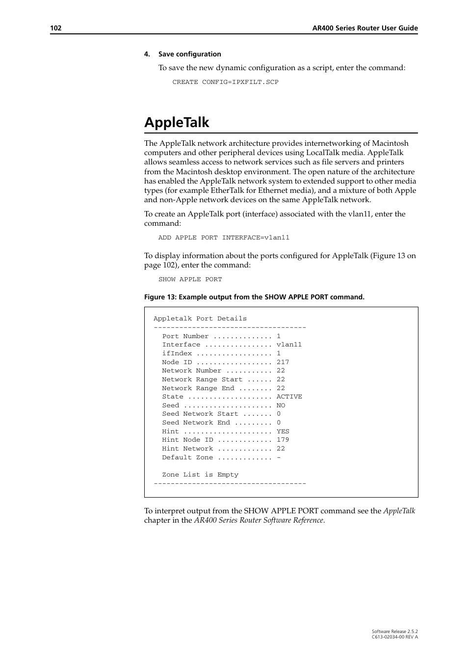 Appletalk | Allied Telesis AR400 Series Router User Manual | Page 102 / 119