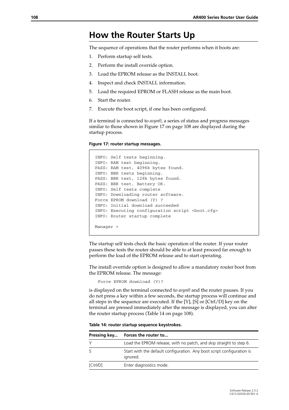 How the router starts up | Allied Telesis AR400 Series Router User Manual | Page 108 / 119