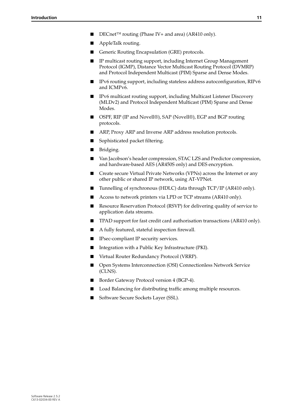 Allied Telesis AR400 Series Router User Manual | Page 11 / 119