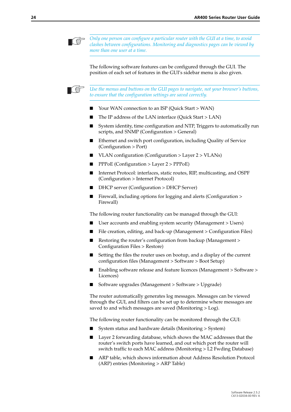 Allied Telesis AR400 Series Router User Manual | Page 24 / 119