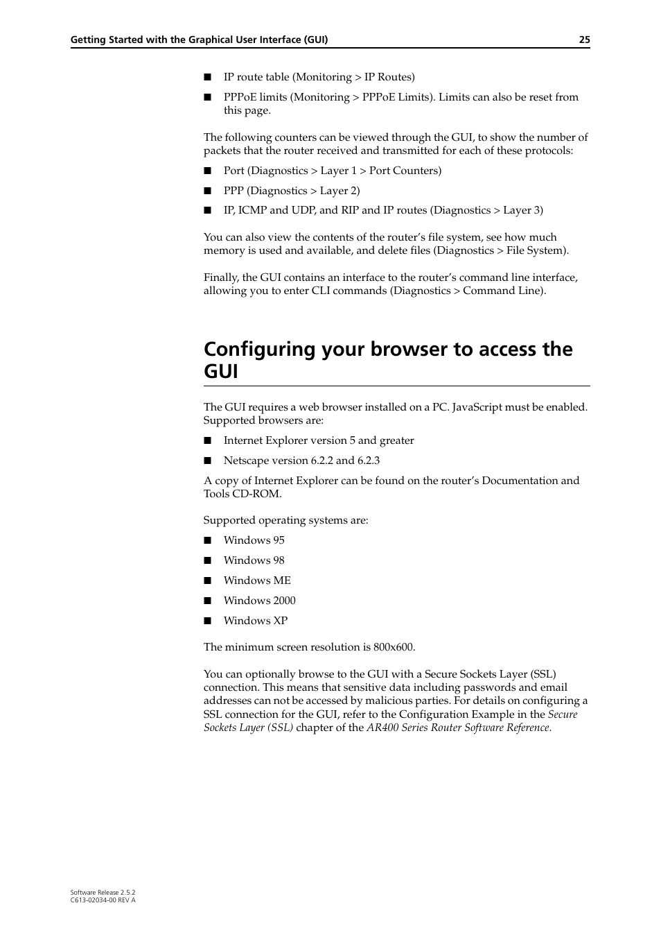 Configuring your browser to access the gui | Allied Telesis AR400 Series Router User Manual | Page 25 / 119