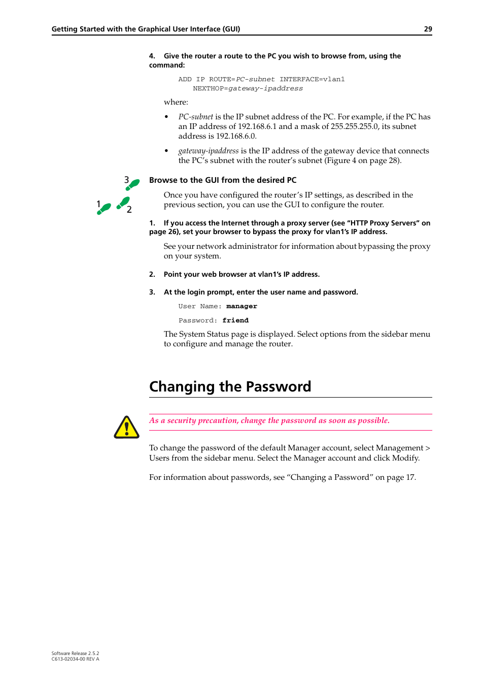 Changing the password | Allied Telesis AR400 Series Router User Manual | Page 29 / 119