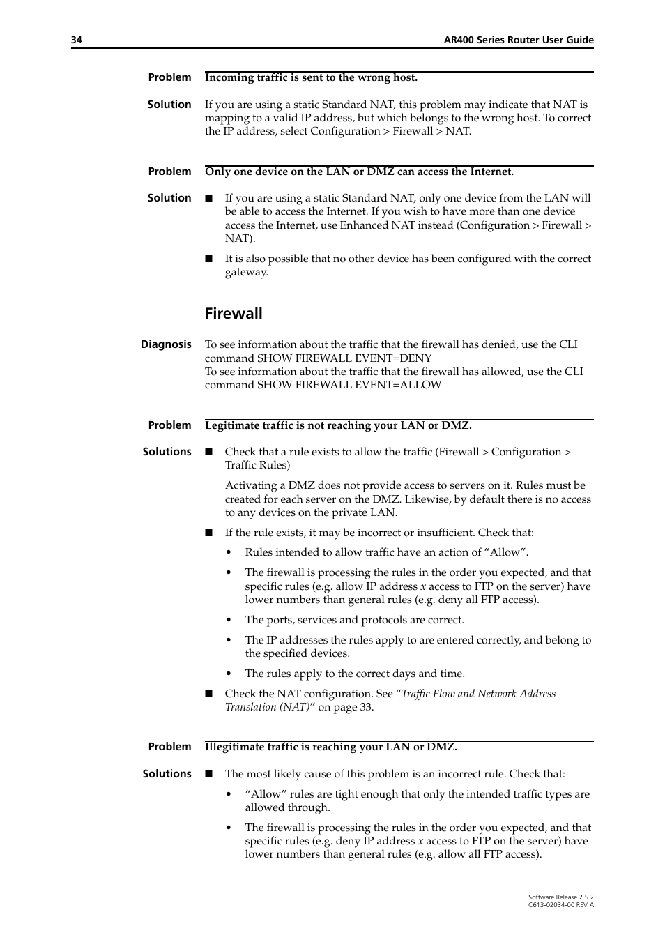 Firewall | Allied Telesis AR400 Series Router User Manual | Page 34 / 119