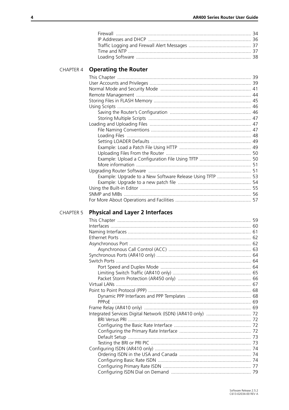 Operating the router, Physical and layer 2 interfaces | Allied Telesis AR400 Series Router User Manual | Page 4 / 119