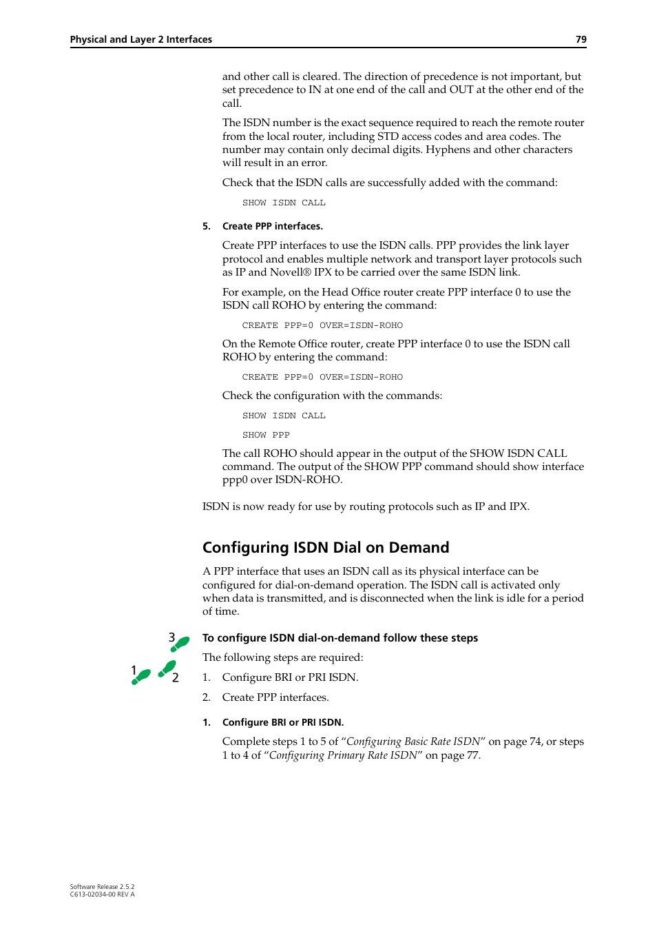 Configuring isdn dial on demand | Allied Telesis AR400 Series Router User Manual | Page 79 / 119