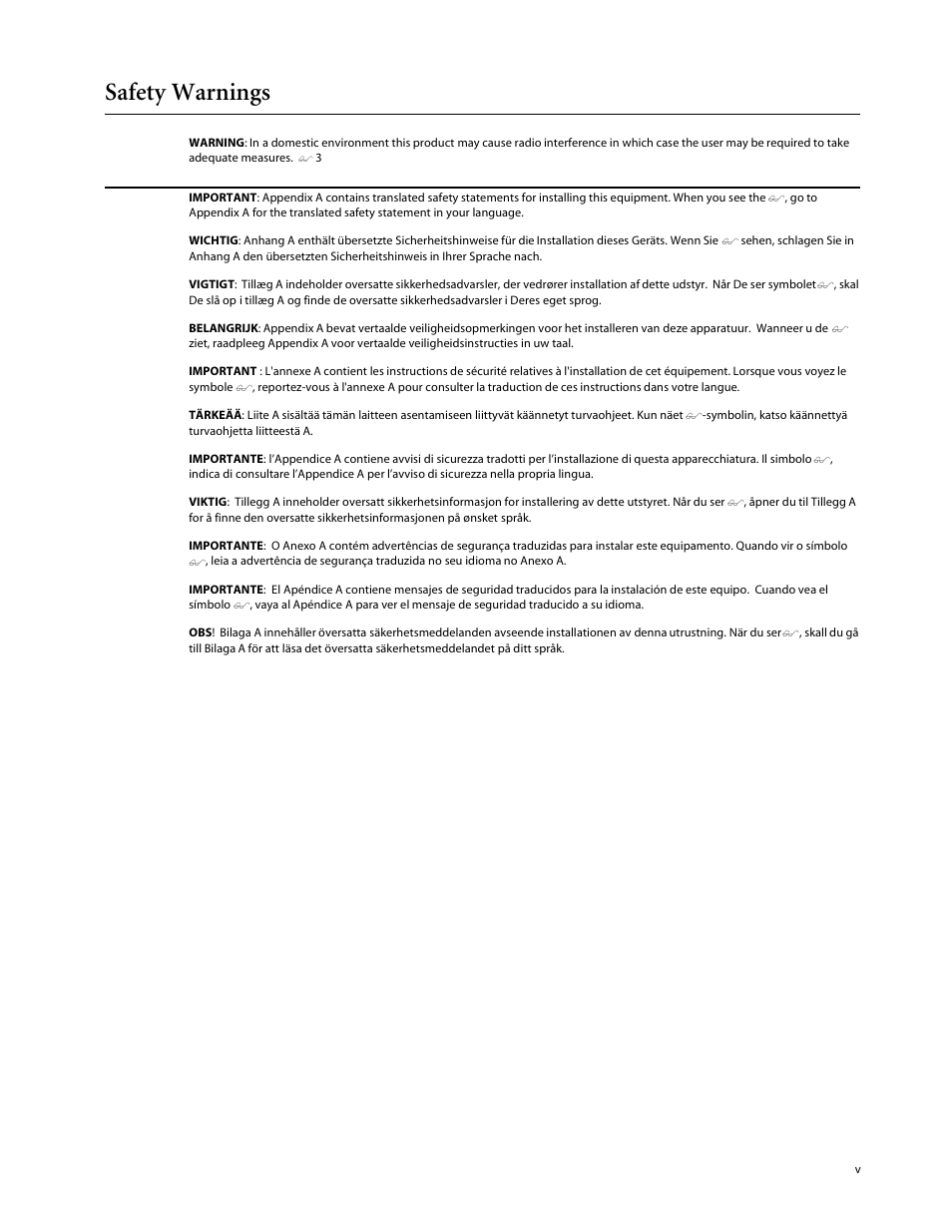 Safety warnings | Allied Telesis AT-3714FXL User Manual | Page 5 / 56