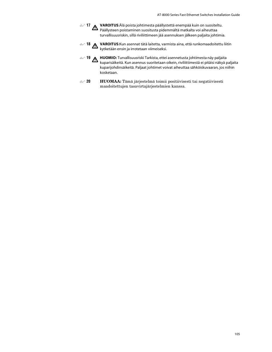 Allied Telesis AT-8088/xx (MT and SC) User Manual | Page 105 / 115