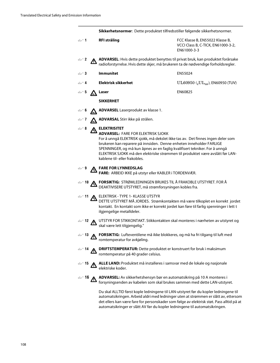 Allied Telesis AT-8088/xx (MT and SC) User Manual | Page 108 / 115