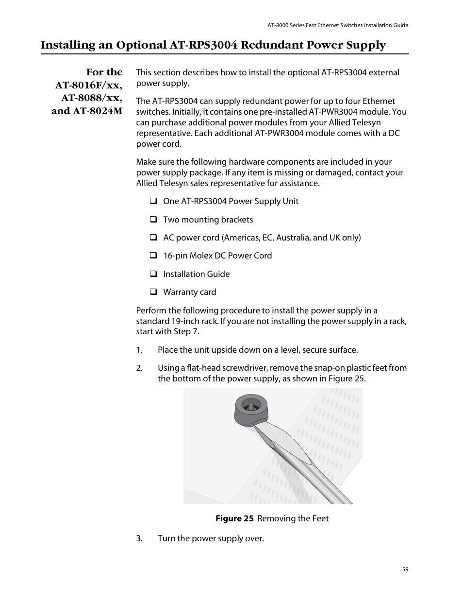 For the at8016f/xx, at-8088/xx, and at-8024m | Allied Telesis AT-8088/xx (MT and SC) User Manual | Page 59 / 115