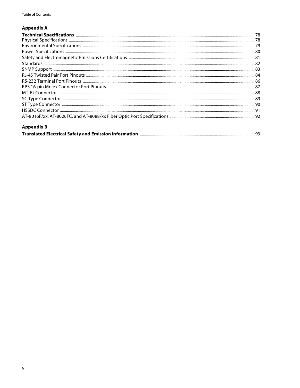 Allied Telesis AT-8088/xx (MT and SC) User Manual | Page 6 / 115