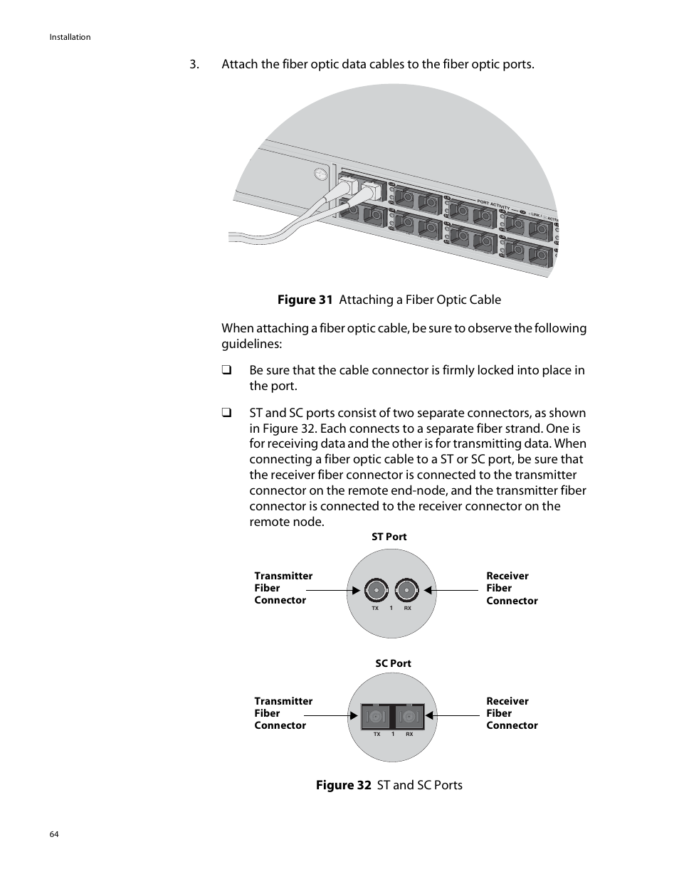 Installation 64 | Allied Telesis AT-8088/xx (MT and SC) User Manual | Page 64 / 115