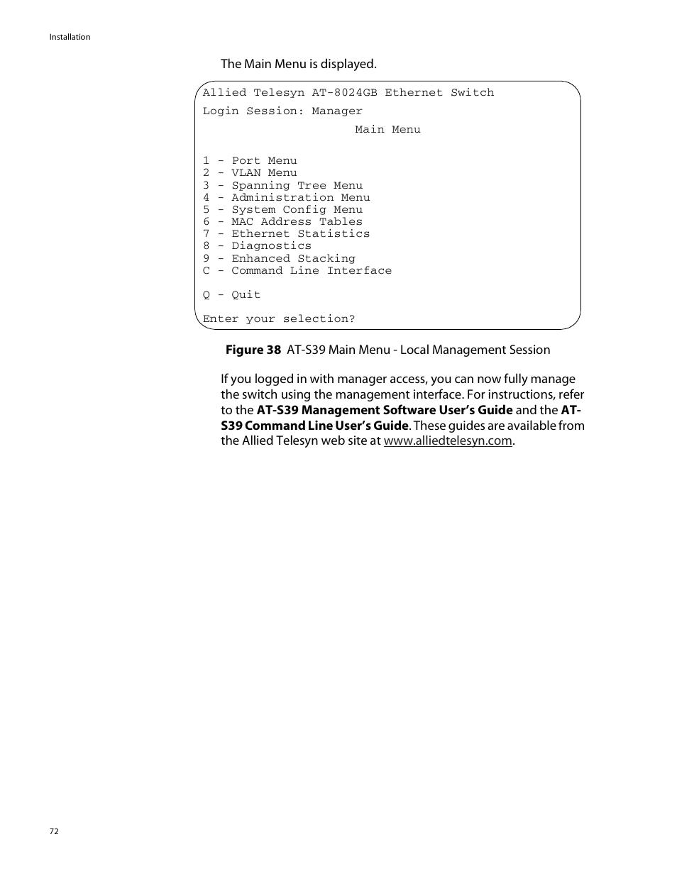 Allied Telesis AT-8088/xx (MT and SC) User Manual | Page 72 / 115