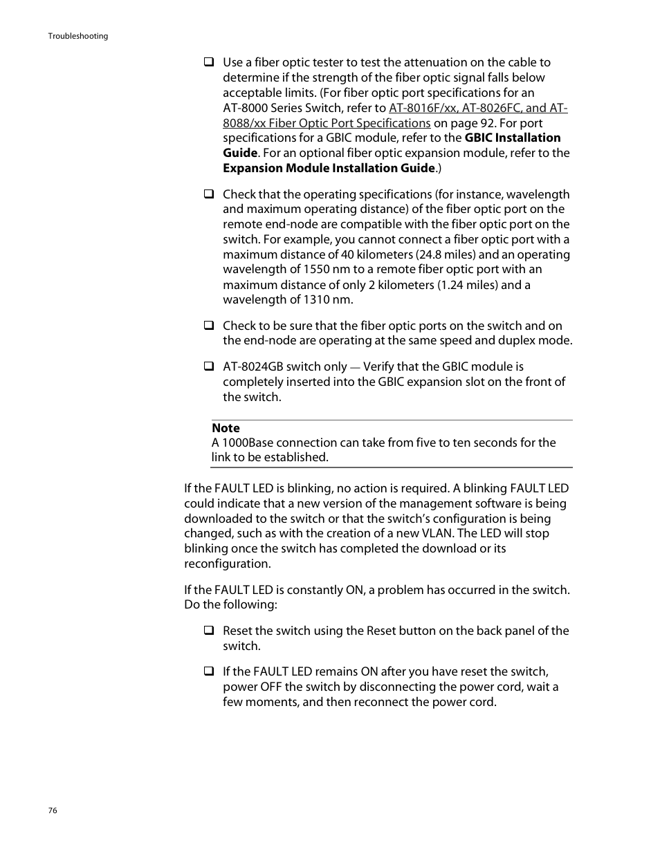 Allied Telesis AT-8088/xx (MT and SC) User Manual | Page 76 / 115