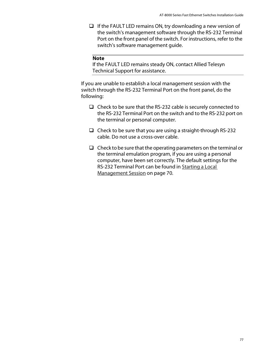 Allied Telesis AT-8088/xx (MT and SC) User Manual | Page 77 / 115