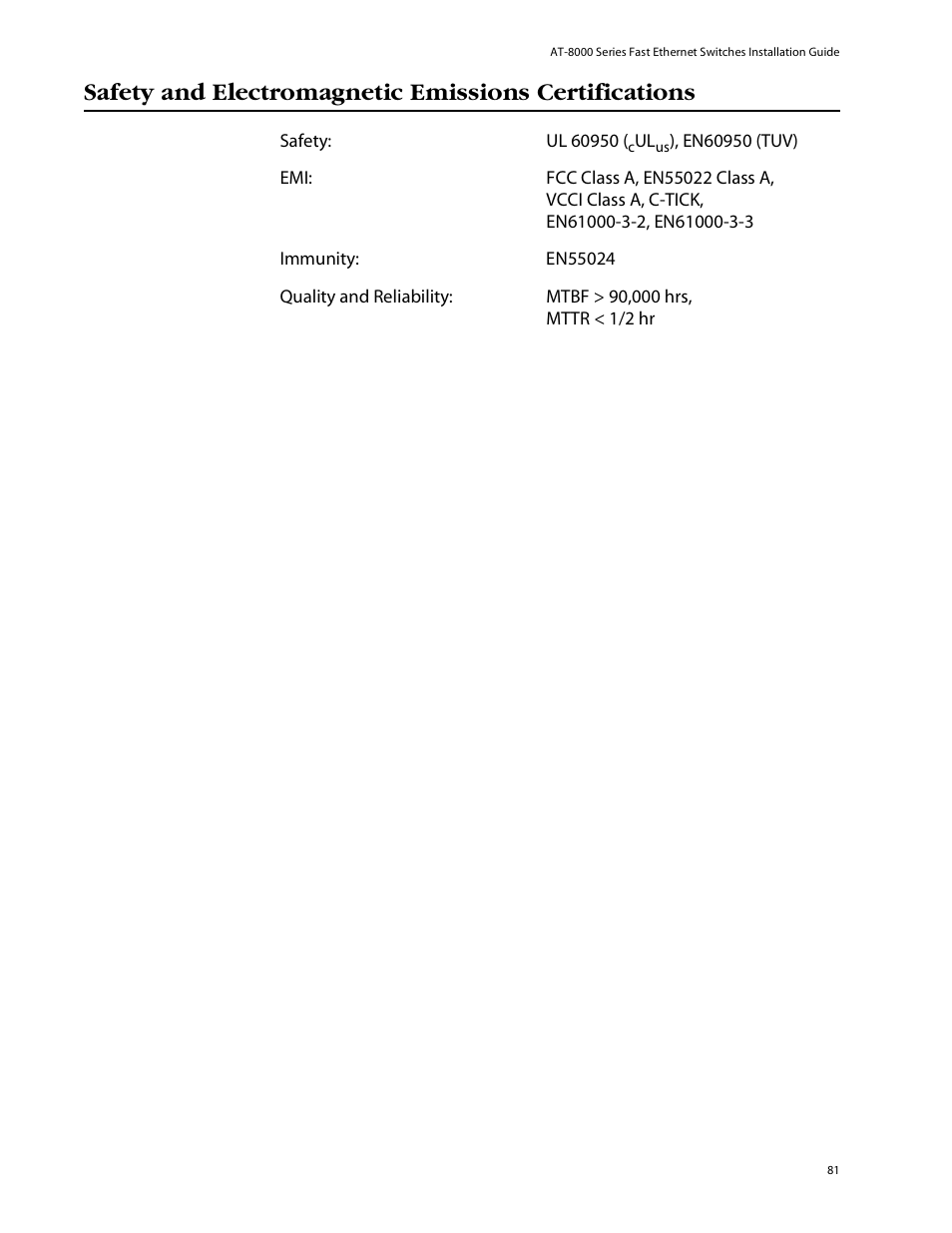 Allied Telesis AT-8088/xx (MT and SC) User Manual | Page 81 / 115