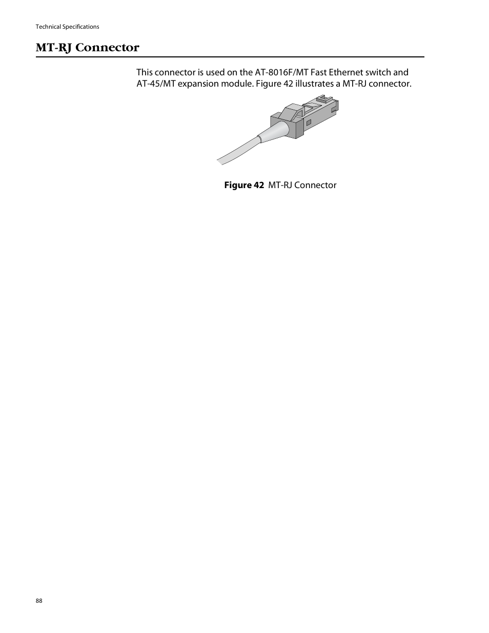 Mt-rj connector | Allied Telesis AT-8088/xx (MT and SC) User Manual | Page 88 / 115