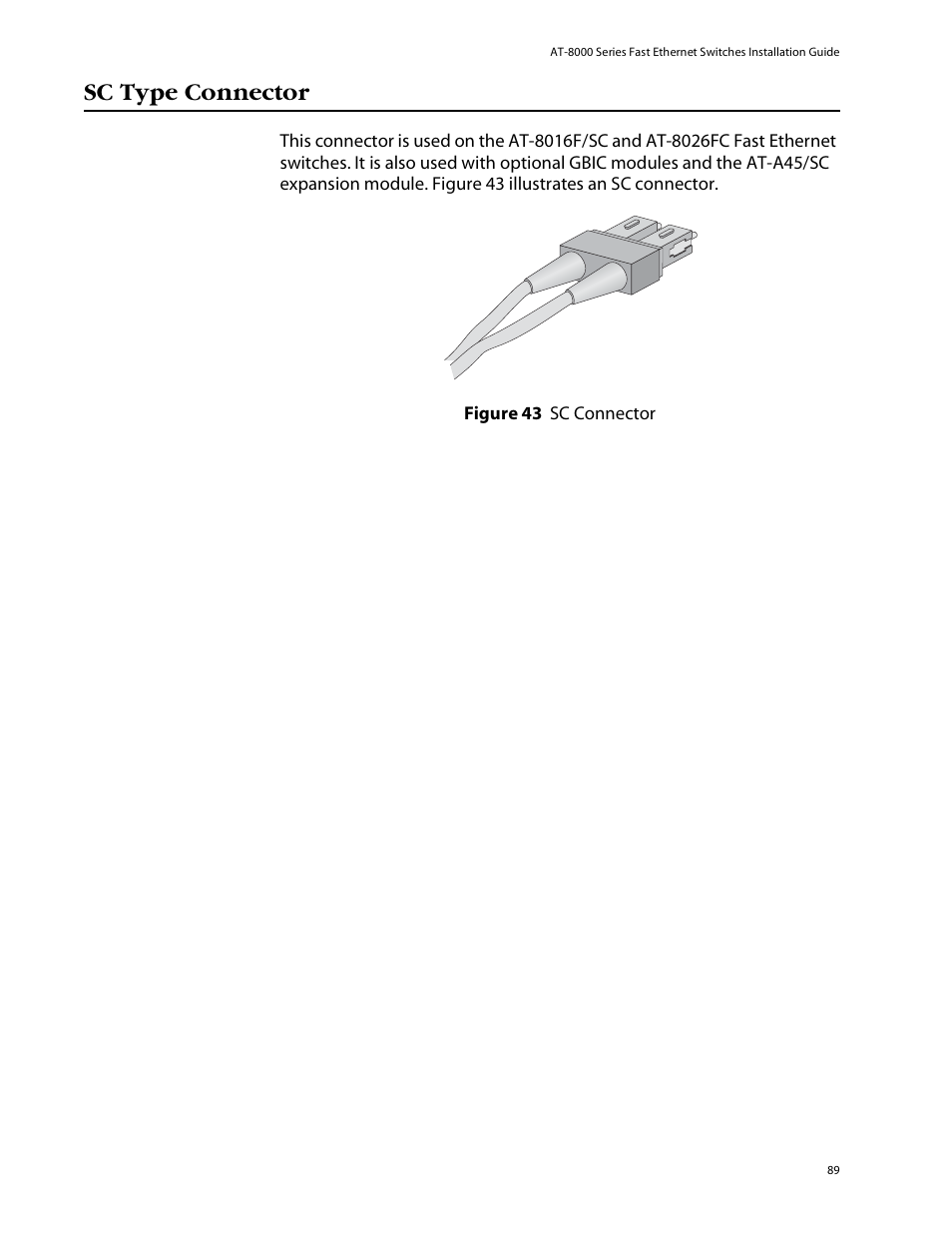 Sc type connector | Allied Telesis AT-8088/xx (MT and SC) User Manual | Page 89 / 115
