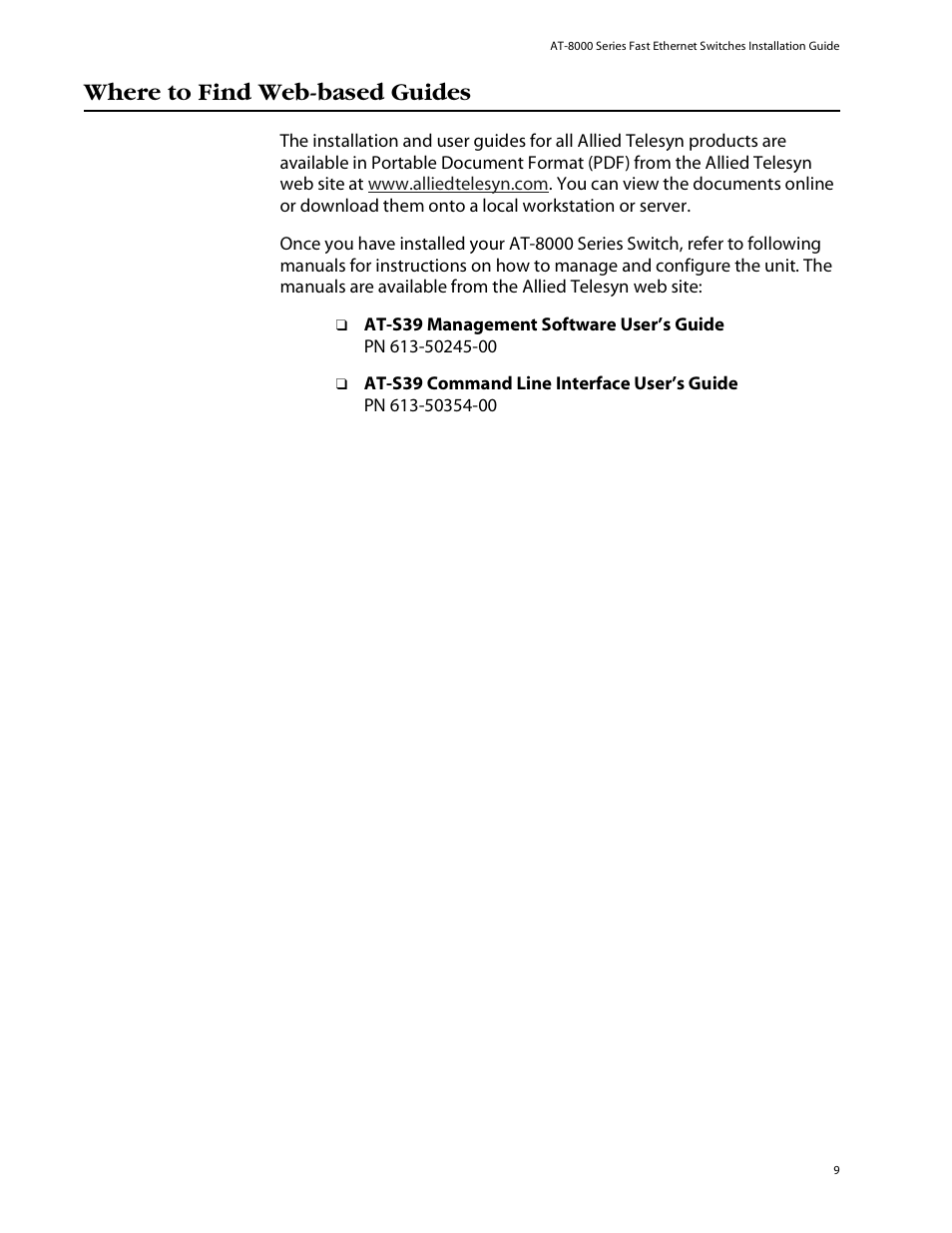 Where to find web-based guides | Allied Telesis AT-8088/xx (MT and SC) User Manual | Page 9 / 115