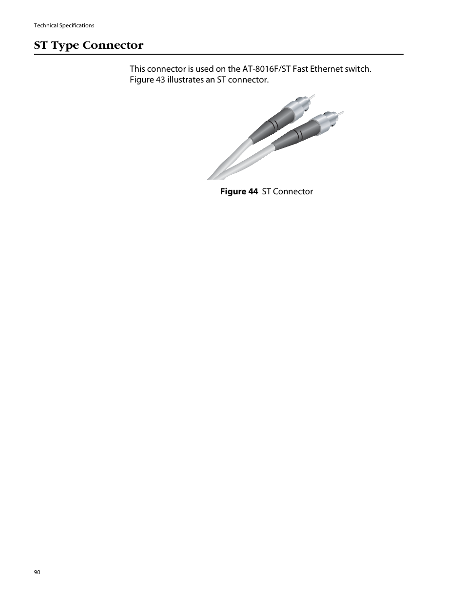 St type connector | Allied Telesis AT-8088/xx (MT and SC) User Manual | Page 90 / 115
